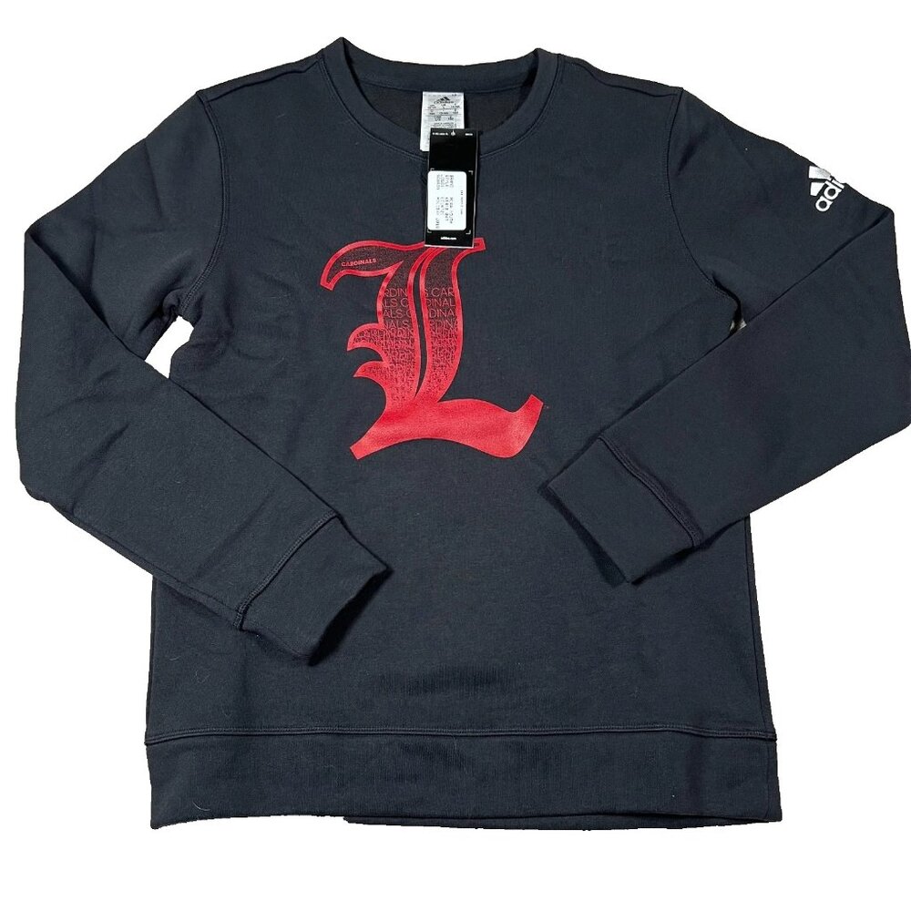 Adidas Boys Large Black Louisville‎ Cardinal NCCA Pullover Sweatshirt NWT